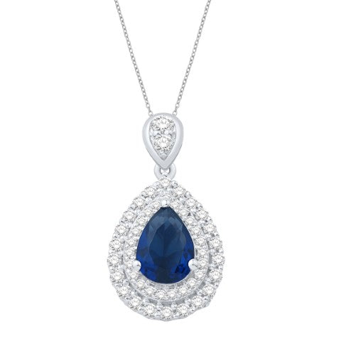 14 Karat White Gold 0.29 Carat Diamonds (0.87 Sapp) Pear Pendant With Chain-0832824-WG - Picasso Gold & Diamond Jewelry