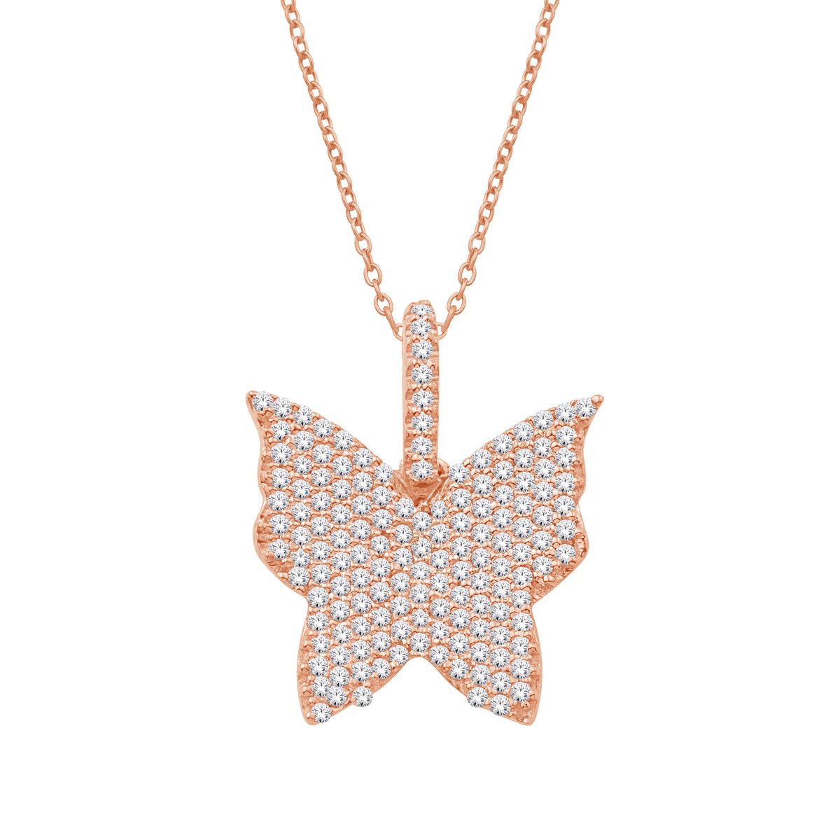 10 Karat All Rose Gold 0.47 Carat Diamonds Butterfly Pendant-0832850-ALR - Picasso Gold & Diamond Jewelry