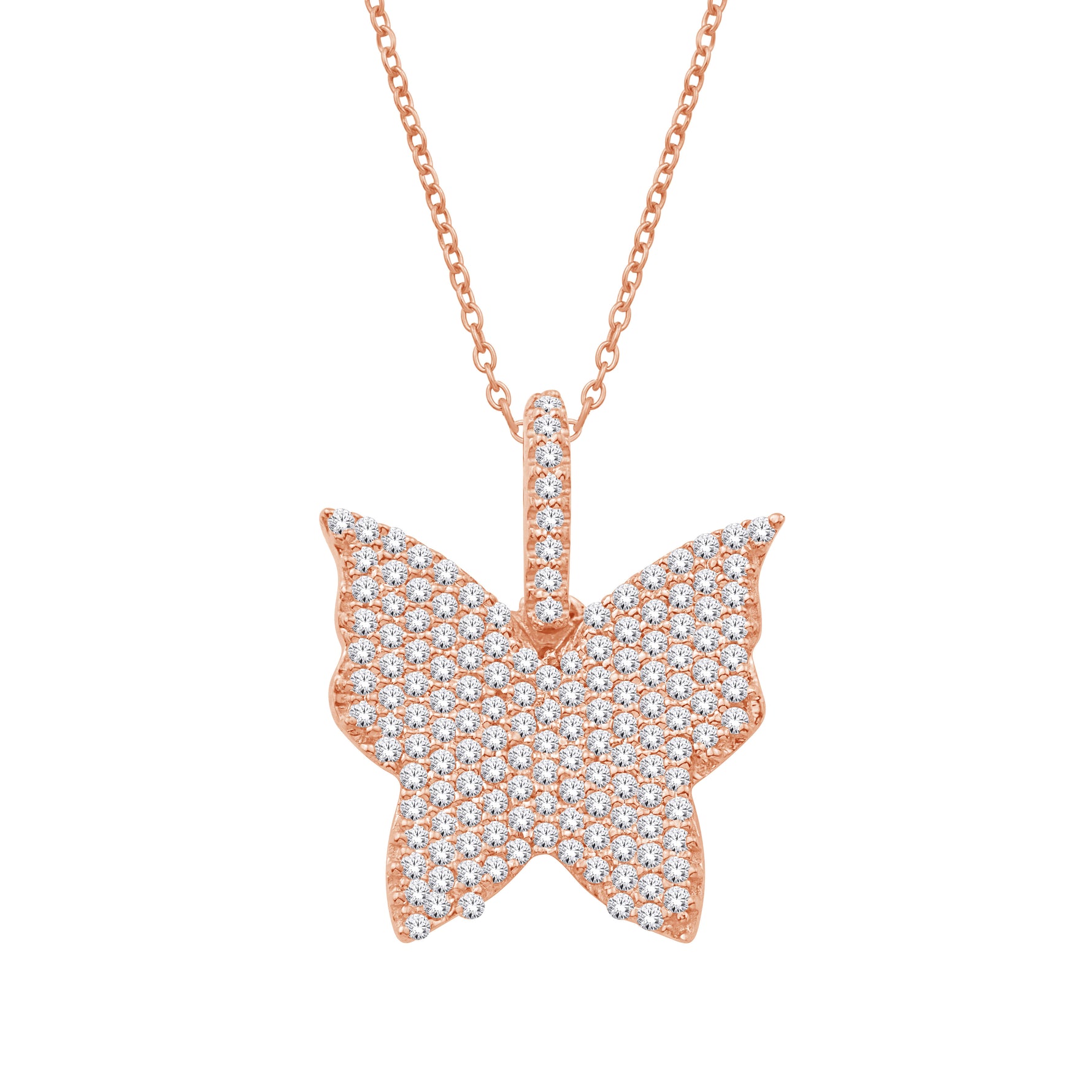 10 Karat All Rose Gold 0.47 Carat Diamonds Butterfly Pendant-0832850-ALR - Picasso Gold & Diamond Jewelry