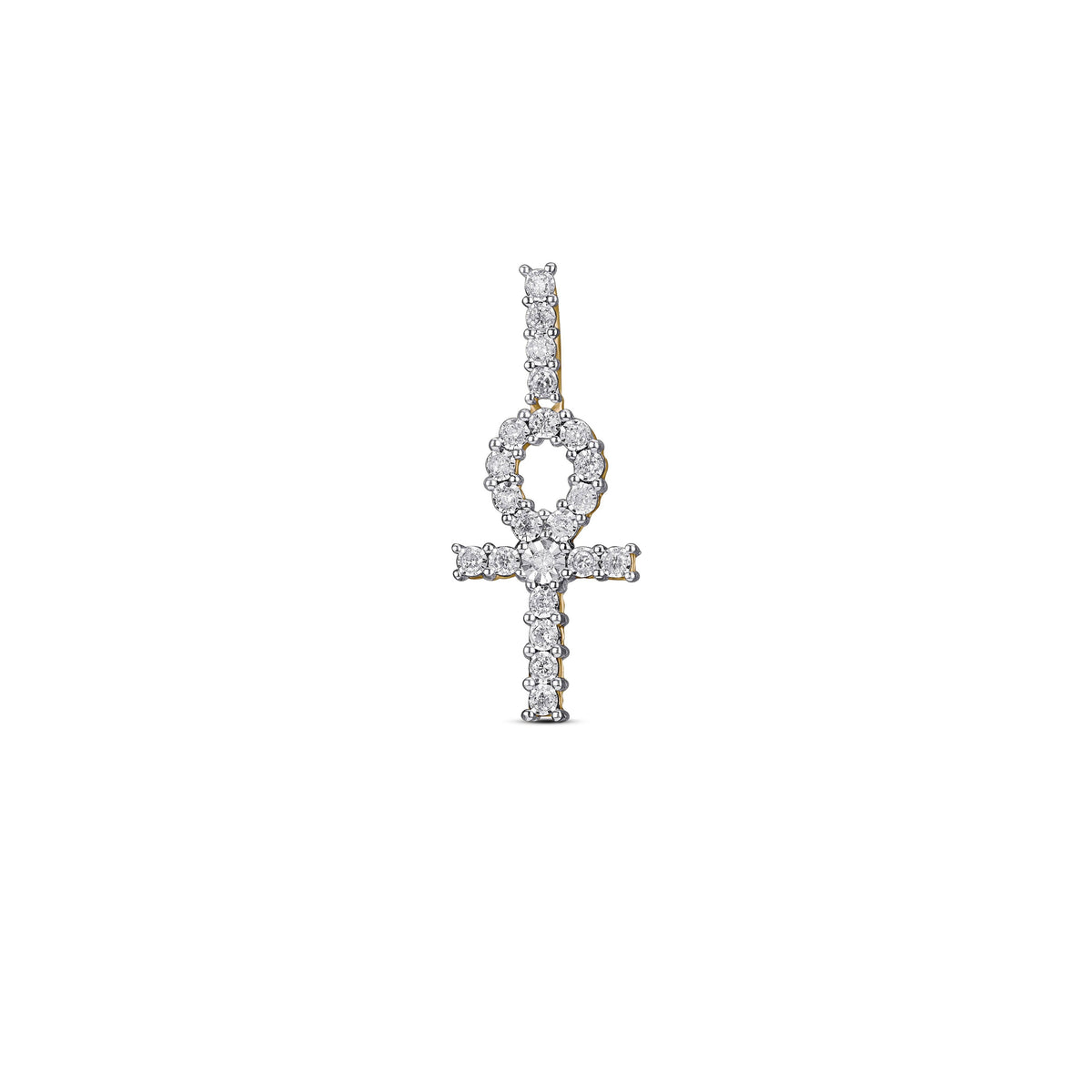 Symbolic Elegance: 10K 0.24-0.28CT D-Ankh Pendant - Picasso Gold & Diamond Jewelry