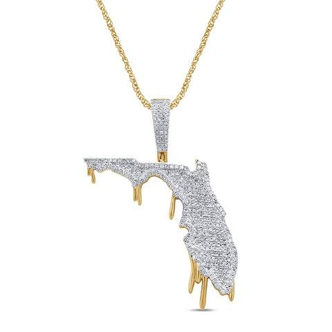 10K Gold 0.60-0.64CT Diamond Florida Map Pendant - Picasso Gold & Diamond Jewelry