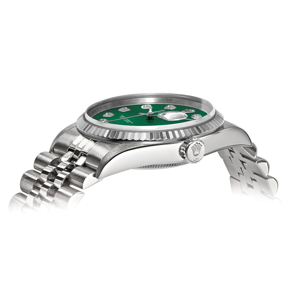 Pre-Owned Rolex Datejust 36mm Green Dial Luxury Watch - View 2