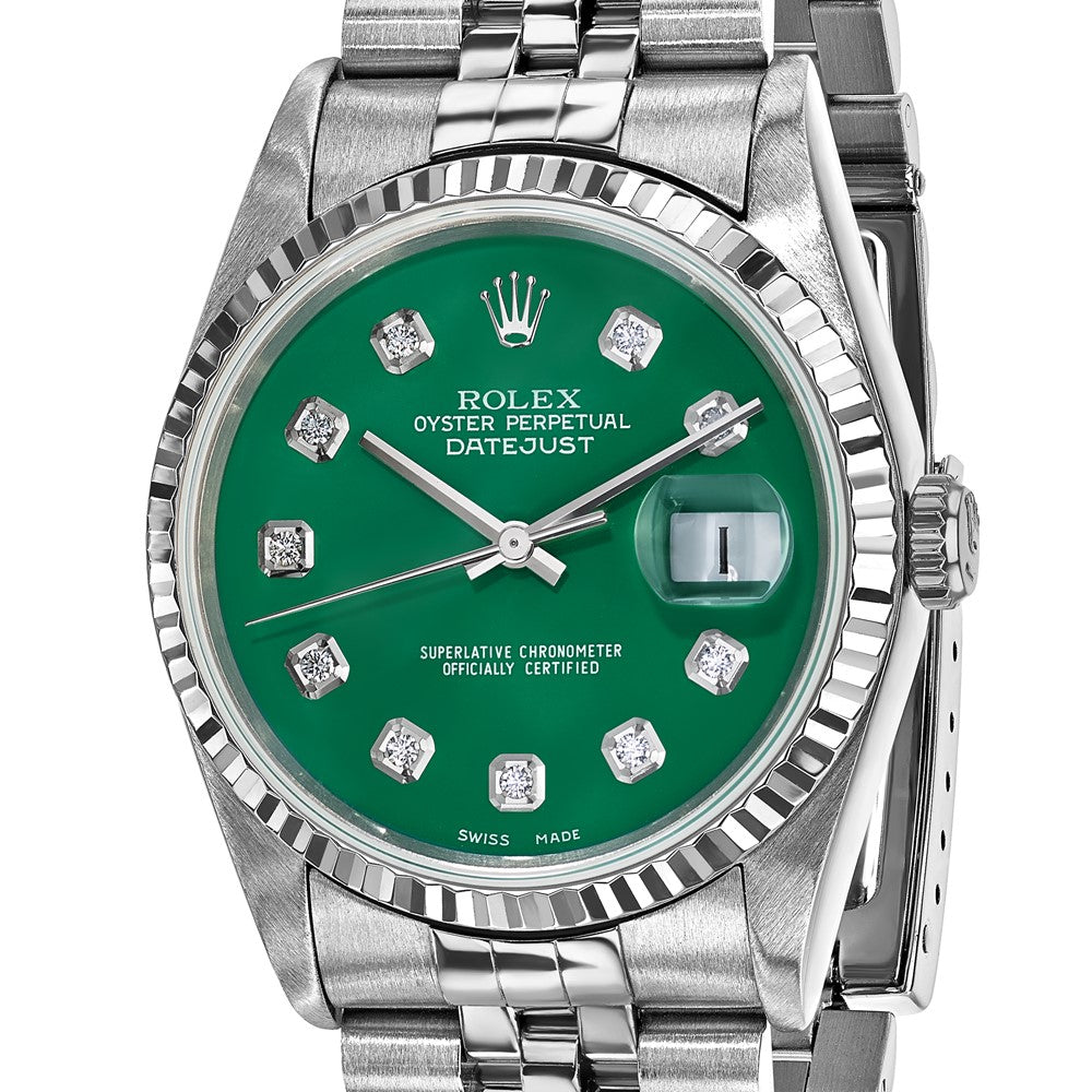 Pre-Owned Rolex Datejust 36mm Green Dial Luxury Watch - View 5