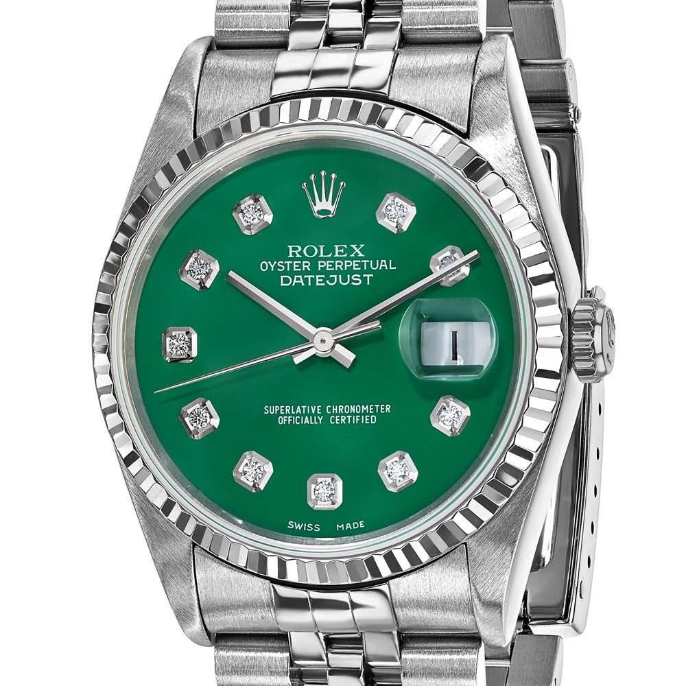 Pre-Owned Rolex Datejust 36mm Green Dial Luxury Watch - View 6