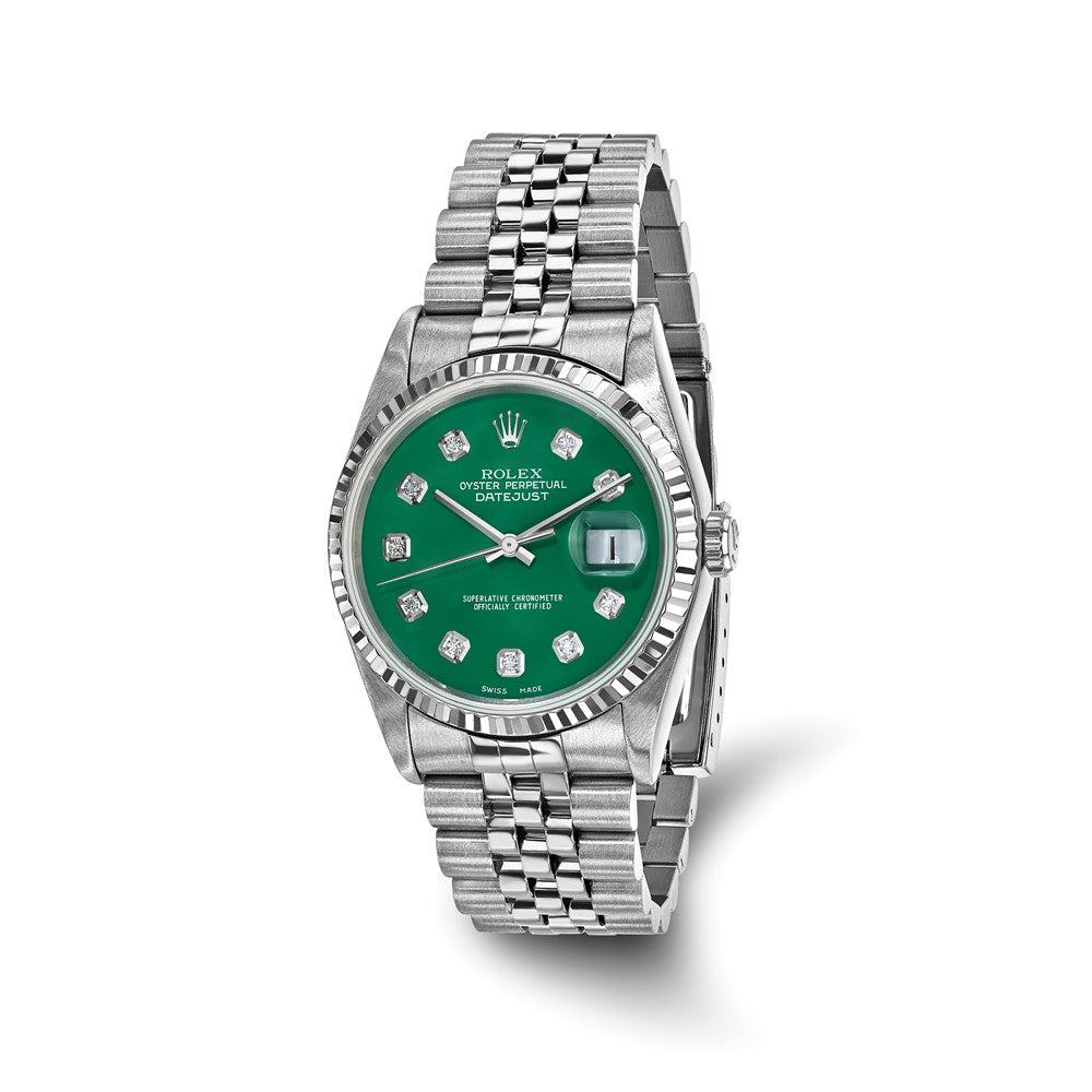 Pre-Owned Rolex Datejust 36mm Green Dial Luxury Watch