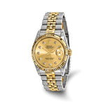 Pre-owned Rolex Independently Certified Men's Two-tone Date just Jubilee with Champagne Diamond Dial and 18K Fluted Bezel