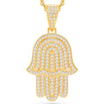 14 Karat Yellow Gold 2.50 Carat Diamonds Hamsa HipHop Pendant-1025114-YG - Picasso Gold & Diamond Jewelry