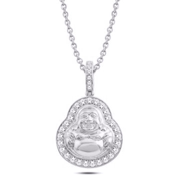 14 Karat White Gold 0.75 Carat Diamonds Laughing Buddha HipHop Pendant-1025130-WG - Picasso Gold & Diamond Jewelry