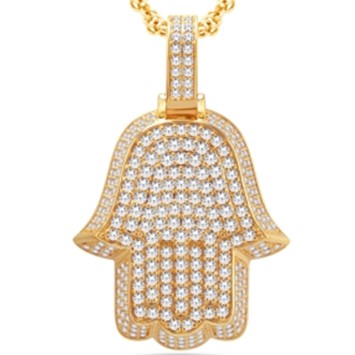 14 Karat Yellow Gold 3.50 Carat Diamonds Hamsa HipHop Pendant-1025203-YG - Picasso Gold & Diamond Jewelry