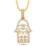 14 Karat Yellow Gold 3.00 Carat Diamonds Hamsa HipHop Pendant-1025222-YG - Picasso Gold & Diamond Jewelry