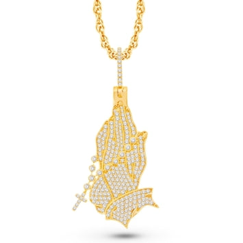 14 Karat Yellow Gold 1.50 Carat Diamonds Praying hands HipHop Pendant-1025284-YG - Picasso Gold & Diamond Jewelry