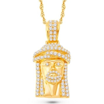14 Karat All Yellow Gold 3.50 Carat Diamonds Jesus Face HipHop Pendant-1025339-ALY - Picasso Gold & Diamond Jewelry