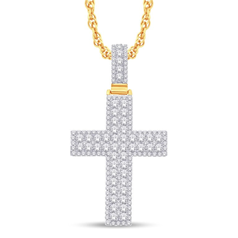 14 Karat Yellow Gold 4.00 Carat Diamonds Latin Cross HipHop Pendant-1025393-YG - Picasso Gold & Diamond Jewelry