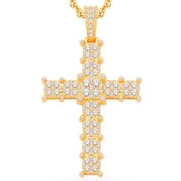 14 Karat All Yellow Gold 4.00 Carat Diamonds Latin Cross HipHop Pendant-1025396-ALY - Picasso Gold & Diamond Jewelry