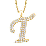 10 Karat All Yellow Gold 1.50 Carat Diamonds Initial (T) HipHop Pendant-1025491-ALY - Picasso Gold & Diamond Jewelry