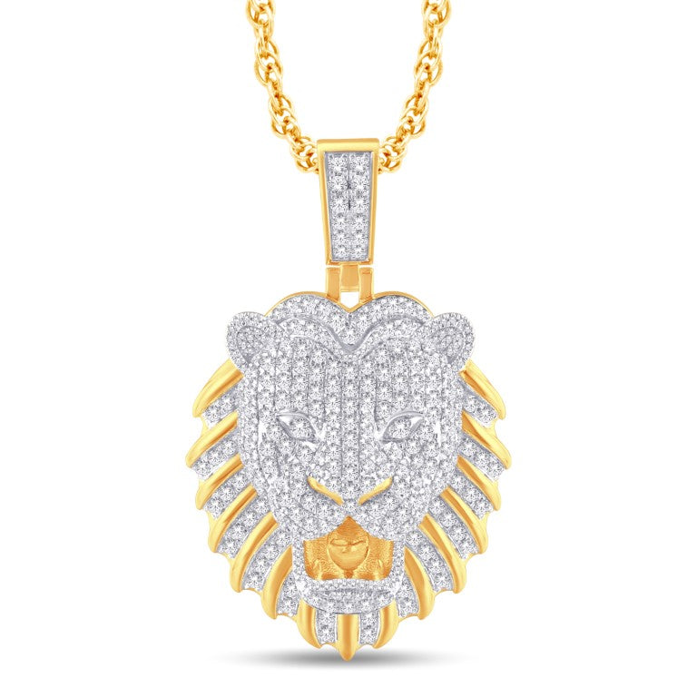 10 Karat Yellow Gold 3.29 Carat Diamonds Lion Face HipHop Pendant-1025789-YG - Picasso Gold & Diamond Jewelry