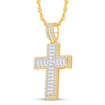 10 Karat Two-Tone (Yellow and White) Gold 3.33 Carat Diamonds Latin Cross HipHop Pendant-1025791-YW - Picasso Gold & Diamond Jewelry