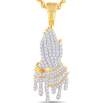 10 Karat All Yellow Gold 2.15 Carat Diamonds Prayer Hands HipHop Pendant - Picasso Gold & Diamond Jewelry