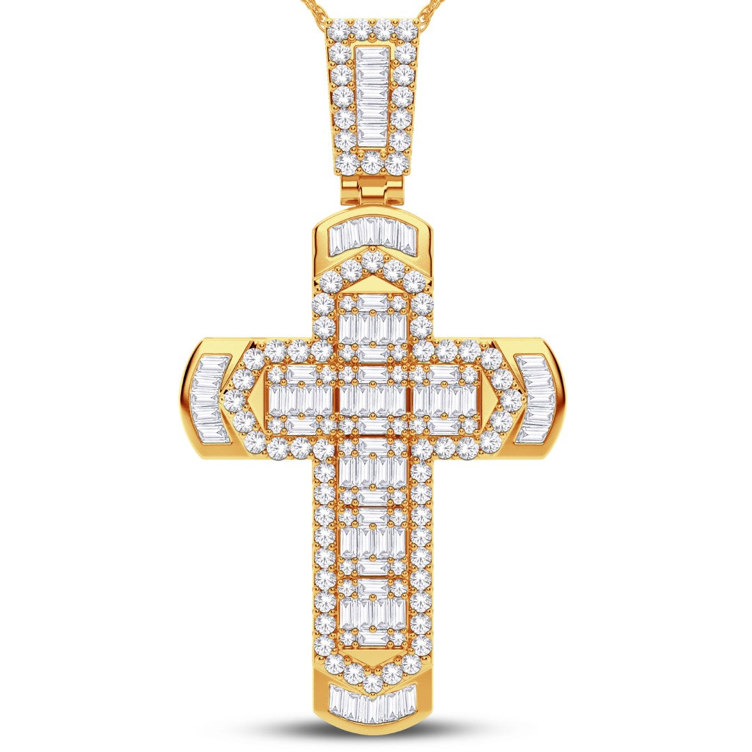 10 Karat All Yellow Gold 2.06 Carat Diamonds Latin Cross HipHop Pendant - Picasso Gold & Diamond Jewelry