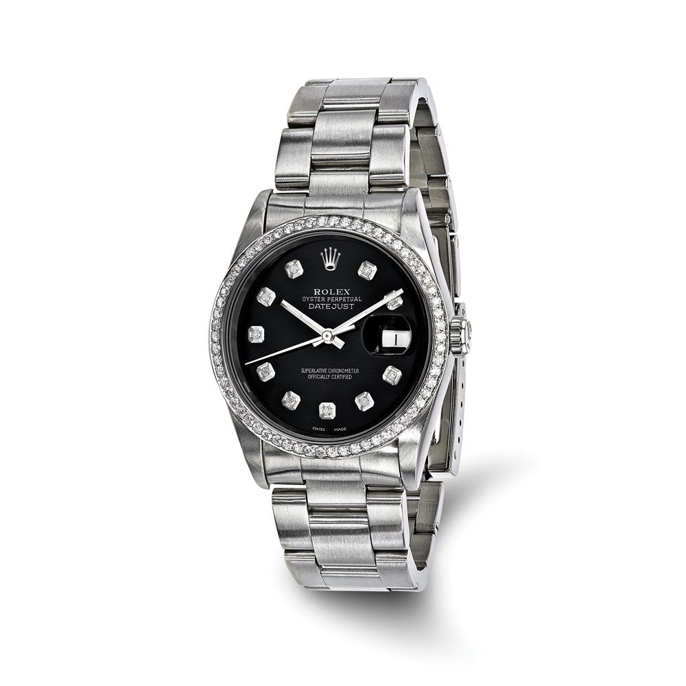 Pre-Owned Rolex Date just 36mm – Black Diamond Dial Watch