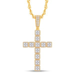 10 Karat Two-Tone (Yellow and White) Gold 1.85 Carat Diamonds Latin Cross HipHop Pendant-1026243-YW - Picasso Gold & Diamond Jewelry