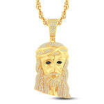 10 Karat All Yellow Gold 0.99 Carat Diamonds Jesus Face HipHop Pendant - Picasso Gold & Diamond Jewelry