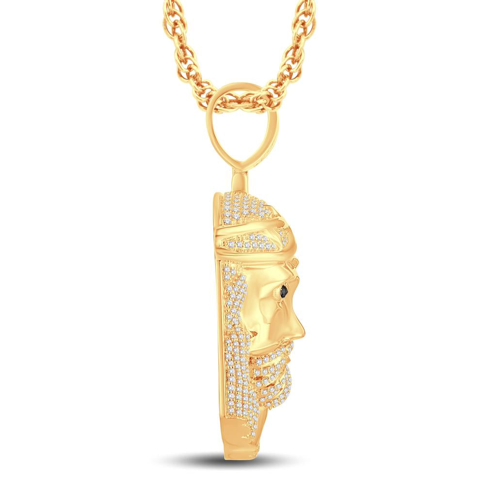 10 Karat All Yellow Gold 0.99 Carat Diamonds Jesus Face HipHop Pendant - Picasso Gold & Diamond Jewelry