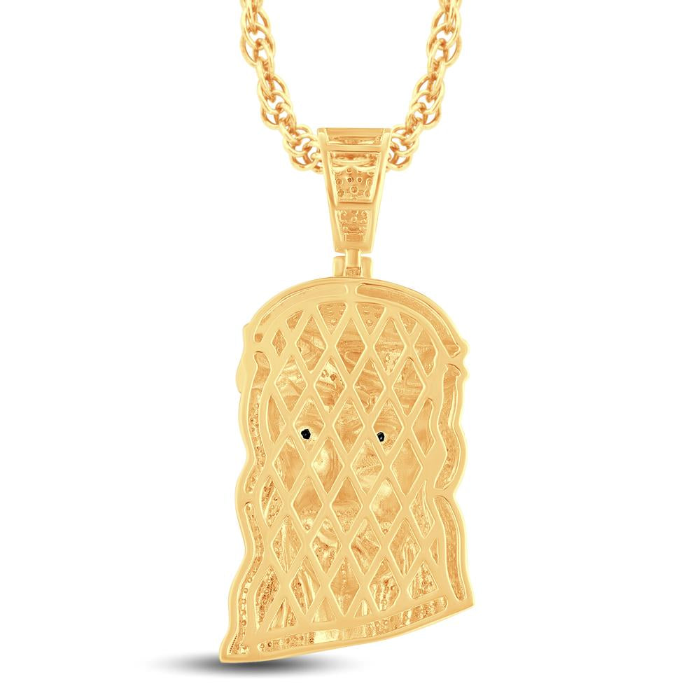 10 Karat All Yellow Gold 0.99 Carat Diamonds Jesus Face HipHop Pendant - Picasso Gold & Diamond Jewelry