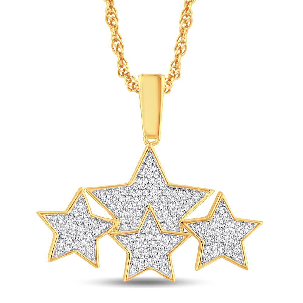 10K Yellow Gold Hip Hop Star Pendant with 0.36 Carat Diamonds | Men's Diamond Jewelry - Picasso Gold & Diamond Jewelry