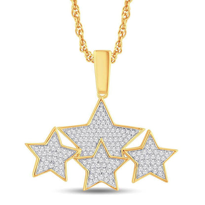 10K Yellow Gold Hip Hop Star Pendant with 0.36 Carat Diamonds | Men's Diamond Jewelry