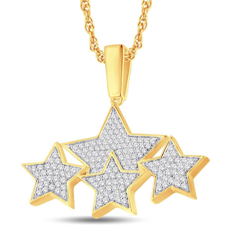 10K Yellow Gold Hip Hop Star Pendant with 0.36 Carat Diamonds | Men's Diamond Jewelry