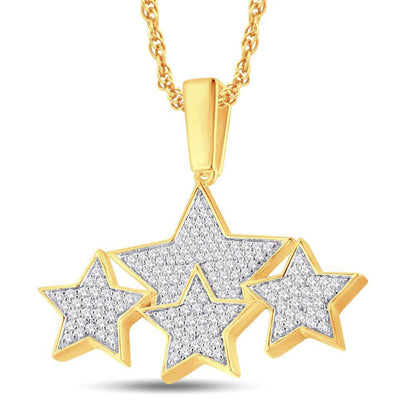 10K Yellow Gold Hip Hop Star Pendant with 0.36 Carat Diamonds | Men's Diamond Jewelry