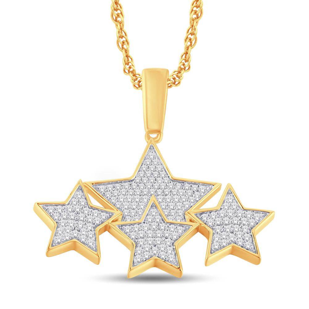 10K Yellow Gold Hip Hop Star Pendant with 0.36 Carat Diamonds | Men's Diamond Jewelry