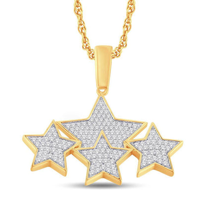 10K Yellow Gold Hip Hop Star Pendant with 0.36 Carat Diamonds | Men's Diamond Jewelry