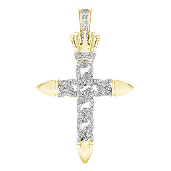 10 Karat Yellow Gold 0.55 Carat Diamonds Latin Cross HipHop Pendant-1027066-YG - Picasso Gold & Diamond Jewelry