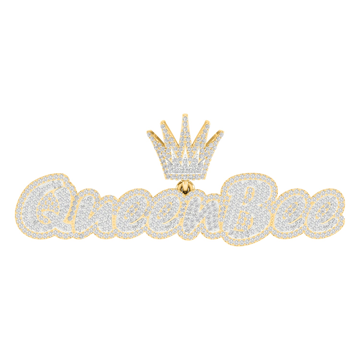 10 Karat Yellow Gold 1.63 Carat Diamonds Queen Bee HipHop Pendant - Picasso Gold & Diamond Jewelry