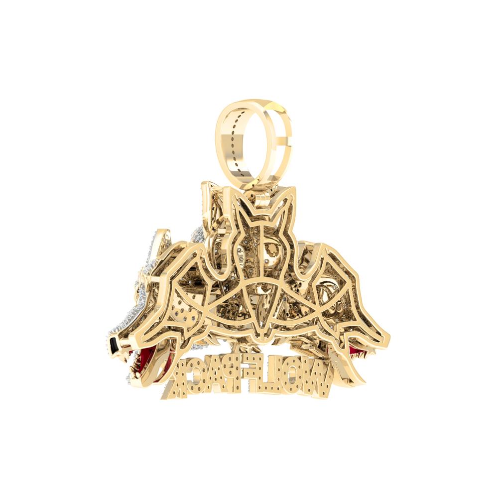 10 Karat Yellow Gold 1.25 Carat Diamonds 3Wolfpack HipHop Pendant-1027136-YG - Picasso Gold & Diamond Jewelry