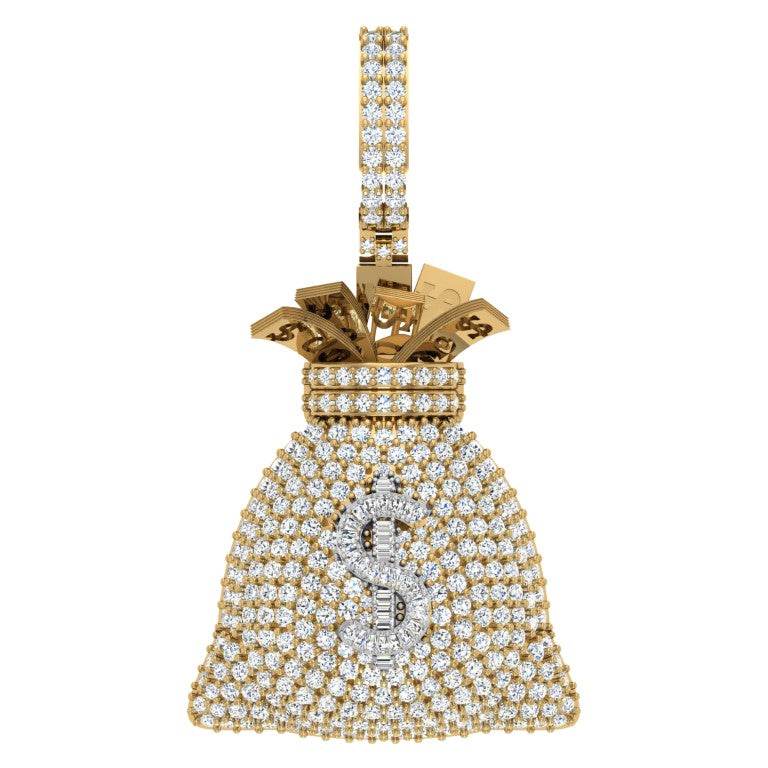 10KT Yellow Gold 4.10 Carat Money Bag Hip-Hop Pendant