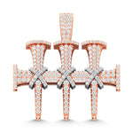 10 Karat Two-Tone (Rose and White) Gold 2.10 Carat Diamonds Latin Cross HipHop Pendant-1030027-RW - Picasso Gold & Diamond Jewelry