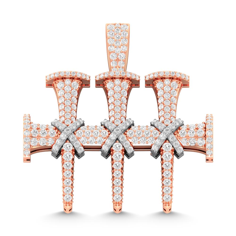 10 Karat Two-Tone (Rose and White) Gold 2.10 Carat Diamonds Latin Cross HipHop Pendant-1030027-RW - Picasso Gold & Diamond Jewelry