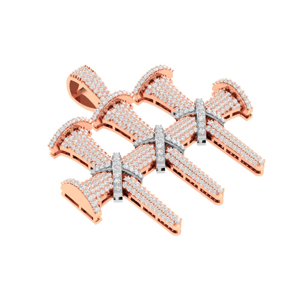 10 Karat Two-Tone (Rose and White) Gold 2.50 Carat Diamonds Latin Cross HipHop Pendant-1030038-RW - Picasso Gold & Diamond Jewelry