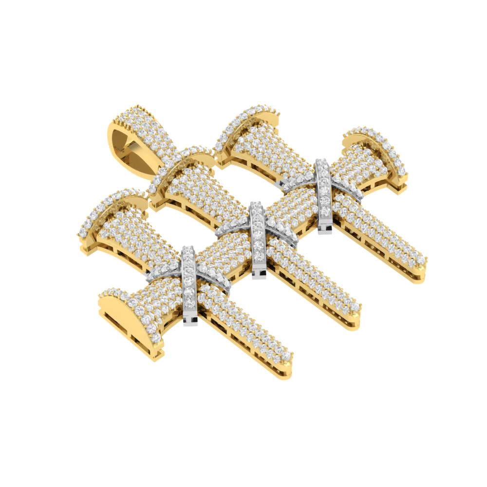 10 Karat Two-Tone (Yellow and White) Gold 2.50 Carat Diamonds Latin Cross HipHop Pendant-1030038-YW - Picasso Gold & Diamond Jewelry