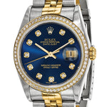 Certified pre-owned Rolex Datejust 36mm blue dial watch, clasp detail view.