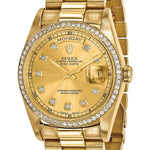 Gold Pre- Owned Rolex watch with diamond-studded dial | Luxury Watch Dial | Pre- Owned Diamond Rolex Watch.