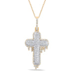 10 Karat Two-Tone (Yellow and White) Gold 1.61 Carat Diamonds Latin Cross HipHop Pendant-1050005-YW - Picasso Gold & Diamond Jewelry