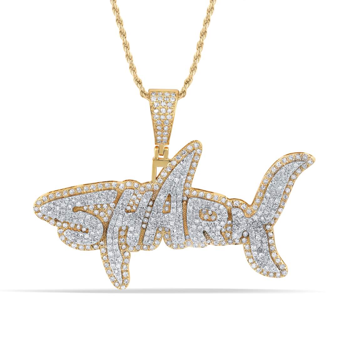 10 Karat Two-Tone (Yellow and White) Gold 1.47 Carat Diamonds Shark HipHop Pendant-1050049-YW - Picasso Gold & Diamond Jewelry
