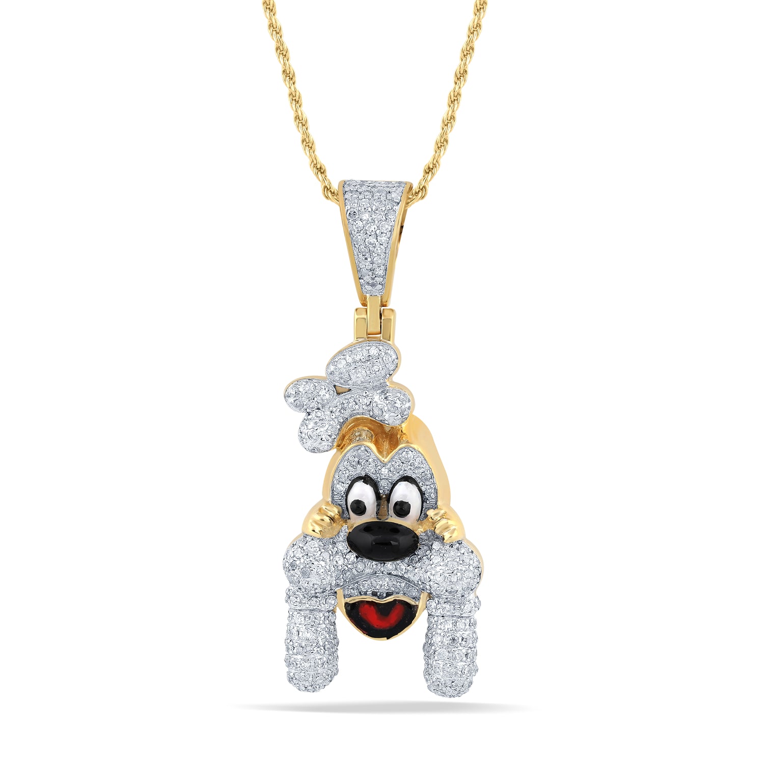 10 Karat Two-Tone (Yellow and White) Gold 0.65 Carat Diamonds Goofy HipHop Pendant-1050062-YW - Picasso Gold & Diamond Jewelry