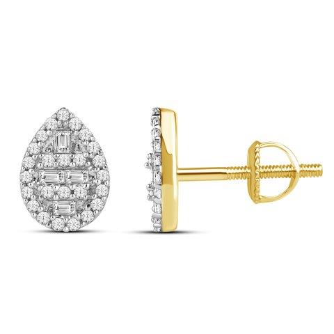 CLOSEOUT: 10KT 0.25CT D-BAGUETTES  EARRINGS "PEAR" - Picasso Gold & Diamond Jewelry