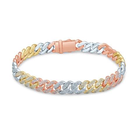 10K Gold 4.25-4.58CT D-BRACELET: Stunning Tri Color Elegance - Picasso Gold & Diamond Jewelry