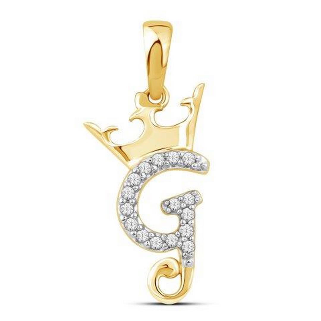 10KT 0.04CT D-CROWN INITIAL "G" - Picasso Gold & Diamond Jewelry